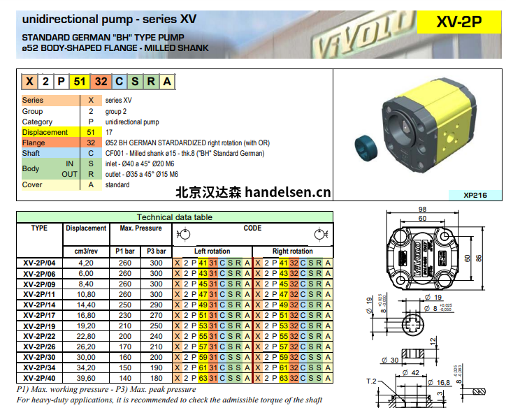 Vivoil單向液壓泵 Vivoil ø52單向液壓泵選型